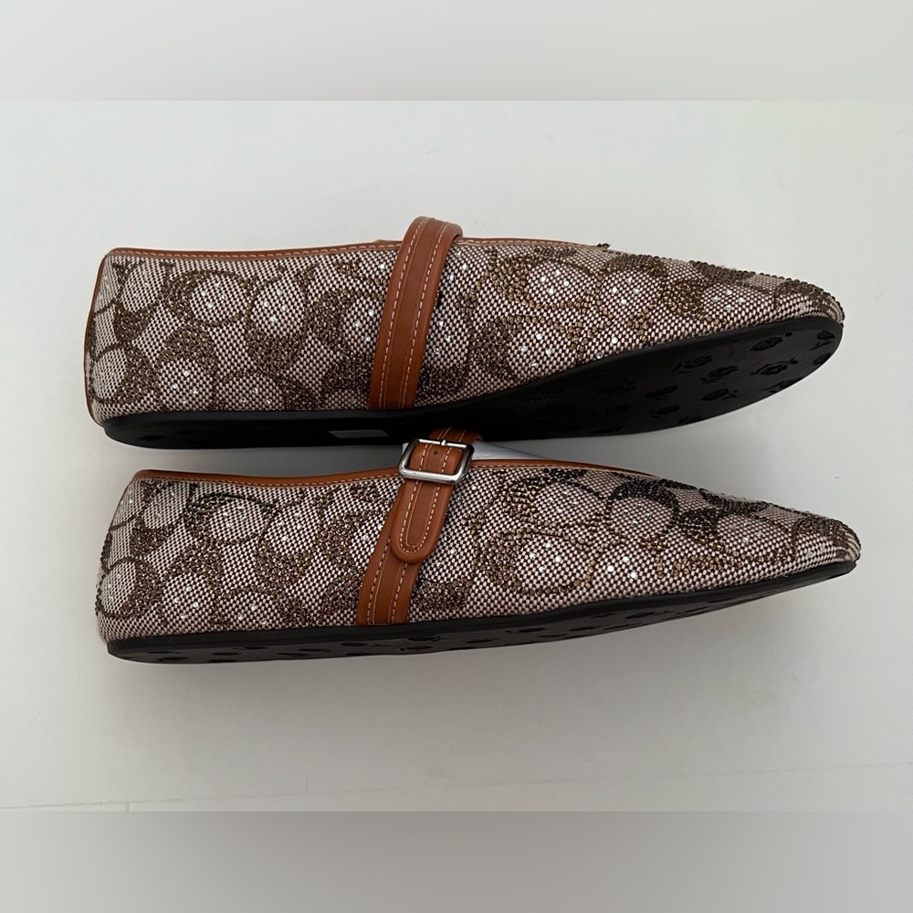 Coach Crystal Signature Jacquard Soft Mary Jane Flats. - Picture 6 of 11